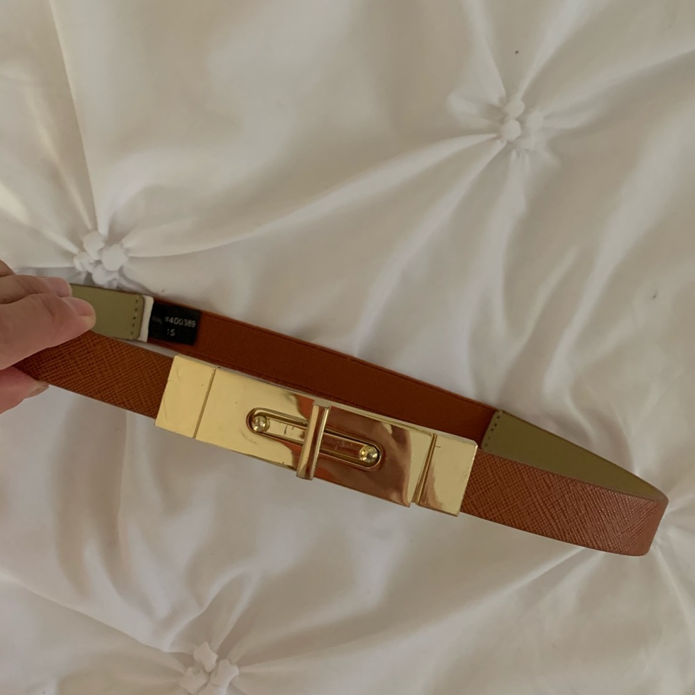 Cognac colored belt with gold clasp